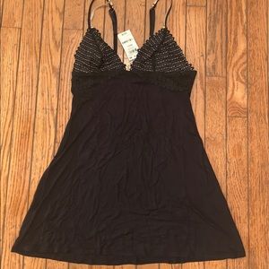 INC Lace-Bodice Chiffon Chemise Nightgown